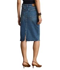 Lauren Ralph Lauren Plus Size Denim Mid Rise Knee Length Pencil Skirt