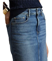 Lauren Ralph Lauren Plus Size Denim Mid Rise Knee Length Pencil Skirt