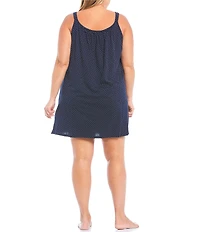 Lauren Ralph Lauren Plus Dot Print Short Cotton Nightgown