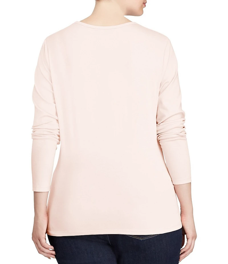 Lauren Ralph Lauren Plus Size Long Sleeve Crew Neck Stretch Top