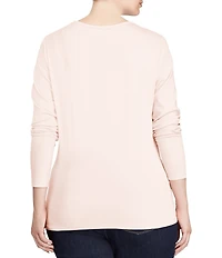 Lauren Ralph Lauren Plus Size Long Sleeve Crew Neck Stretch Top