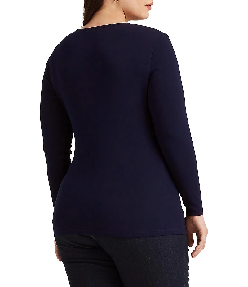 Lauren Ralph Lauren Plus Size Long Sleeve Crew Neck Stretch Top