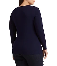 Lauren Ralph Lauren Plus Size Long Sleeve Crew Neck Stretch Top