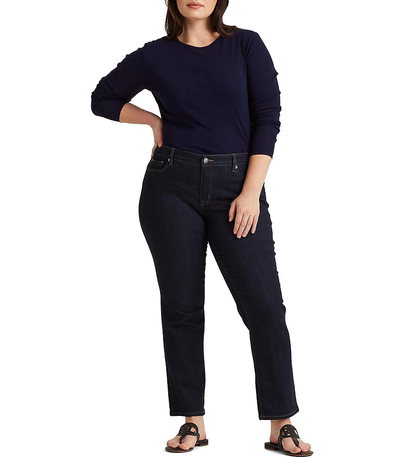 Lauren Ralph Lauren Plus Size Long Sleeve Crew Neck Stretch Top