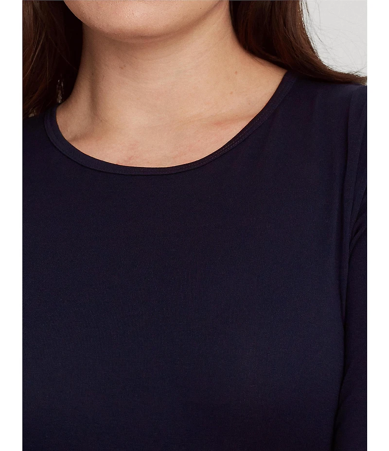 Lauren Ralph Lauren Plus Size Long Sleeve Crew Neck Stretch Top