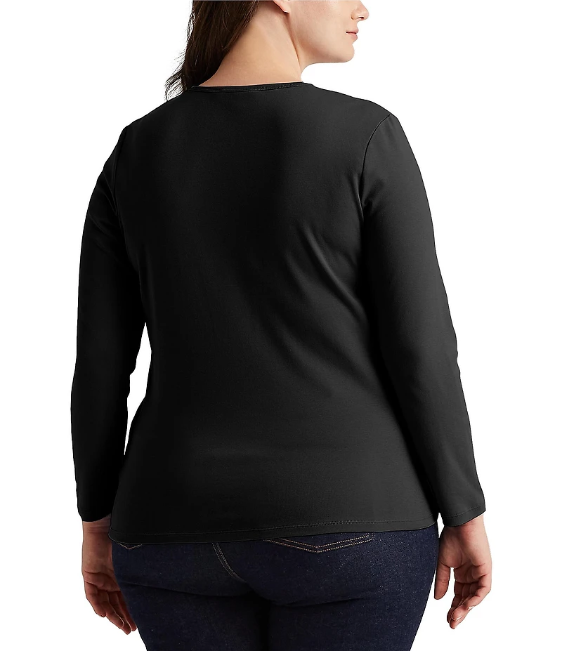 Lauren Ralph Lauren Plus Size Long Sleeve Crew Neck Stretch Top