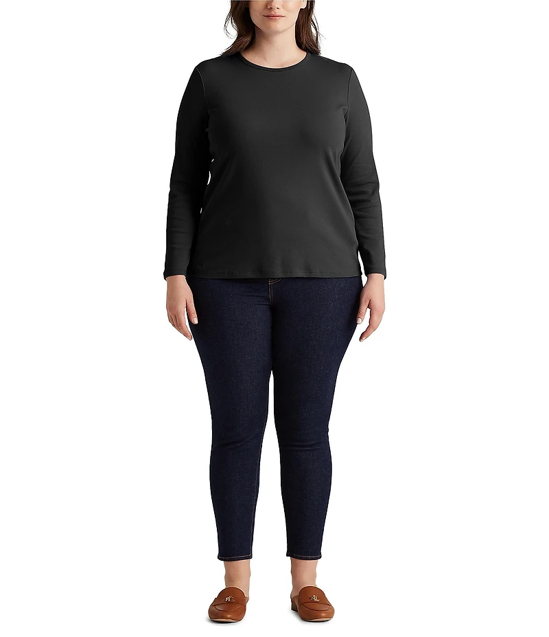 Lauren Ralph Lauren Plus Size Long Sleeve Crew Neck Stretch Top