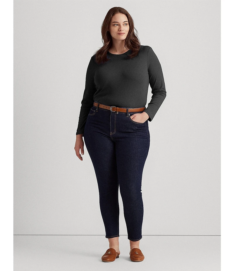 Lauren Ralph Lauren Plus Size Long Sleeve Crew Neck Stretch Top