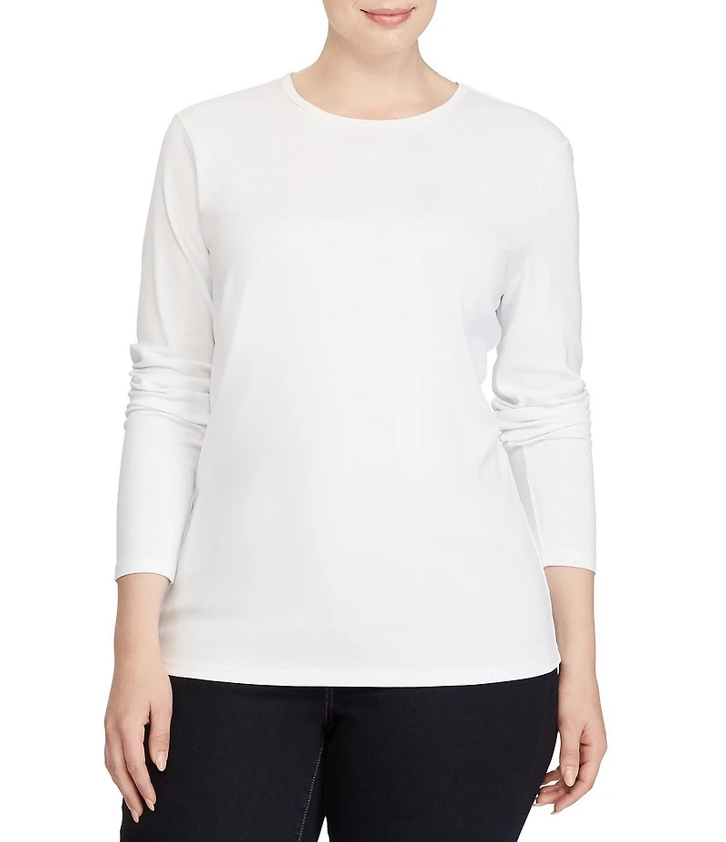 Lauren Ralph Lauren Plus Size Long Sleeve Crew Neck Stretch Top