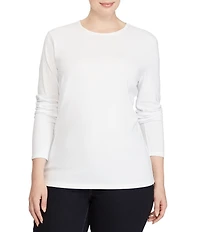 Lauren Ralph Lauren Plus Size Long Sleeve Crew Neck Stretch Top
