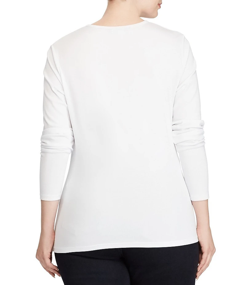 Lauren Ralph Lauren Plus Size Long Sleeve Crew Neck Stretch Top