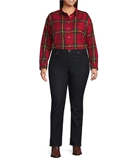 Lauren Ralph Lauren Plus Size Checked Plaid Point Collar Long Sleeve Button-Front Shirt