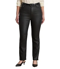 Lauren Ralph Lauren Plus Size Coated High Rise Straight Ankle Jeans
