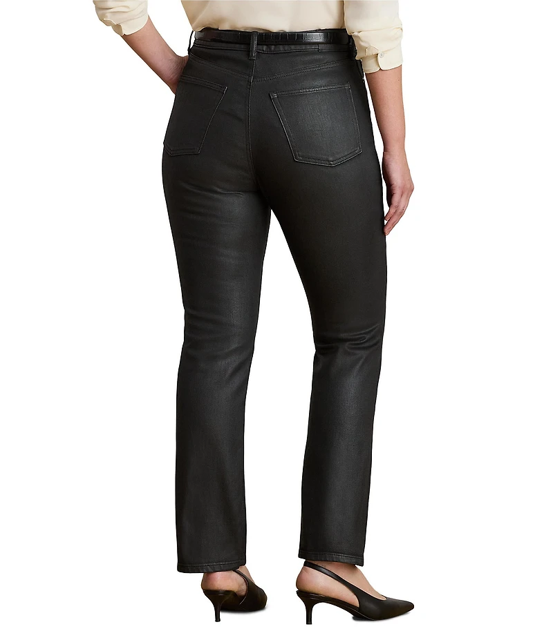 Lauren Ralph Lauren Plus Size Coated High Rise Straight Ankle Jeans