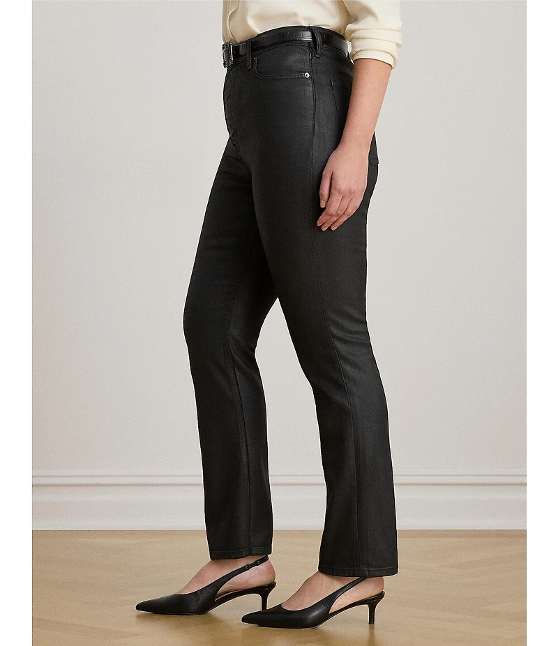 Lauren Ralph Lauren Plus Size Coated High Rise Straight Ankle Jeans