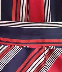 Lauren Ralph Lauren Plus Size Collared Surplice Neck Long Sleeve Tie Sash A Line Midi Dress