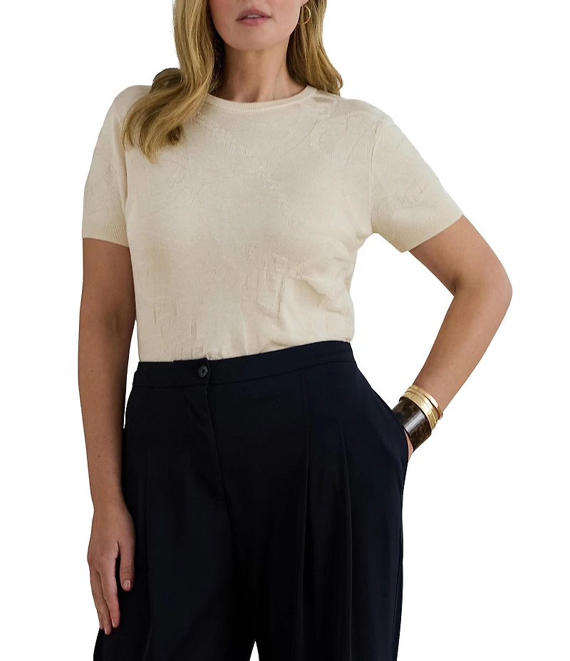 Lauren Ralph Lauren Plus Size Cotton Blend Belting Motif Sweater