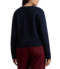 Lauren Ralph Lauren Plus Size Cotton Blend Crew Neck Long Sleeve Sweater