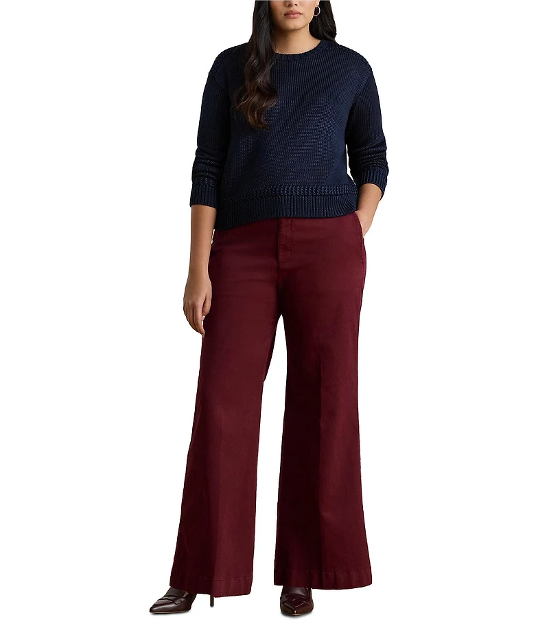 Lauren Ralph Lauren Plus Size Cotton Blend Crew Neck Long Sleeve Sweater