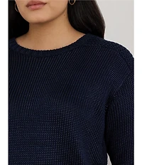Lauren Ralph Lauren Plus Size Cotton Blend Crew Neck Long Sleeve Sweater
