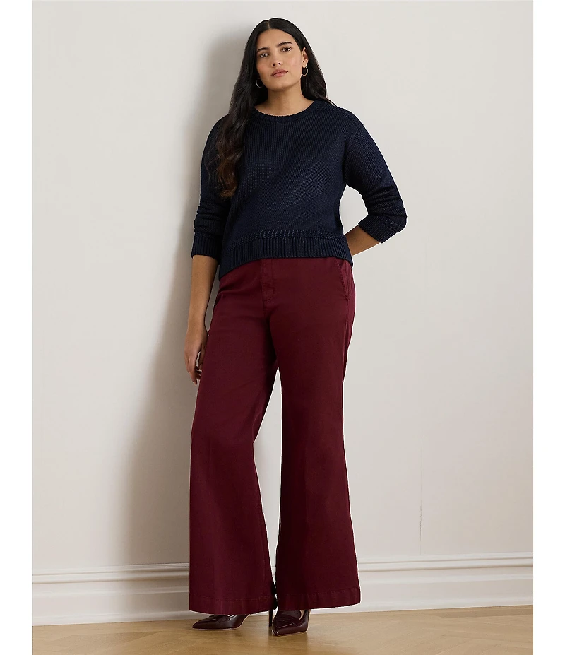 Lauren Ralph Lauren Plus Size Cotton Blend Crew Neck Long Sleeve Sweater