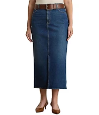 Lauren Ralph Lauren Plus Size Cotton-Blend Denim Midi Pencil Skirt