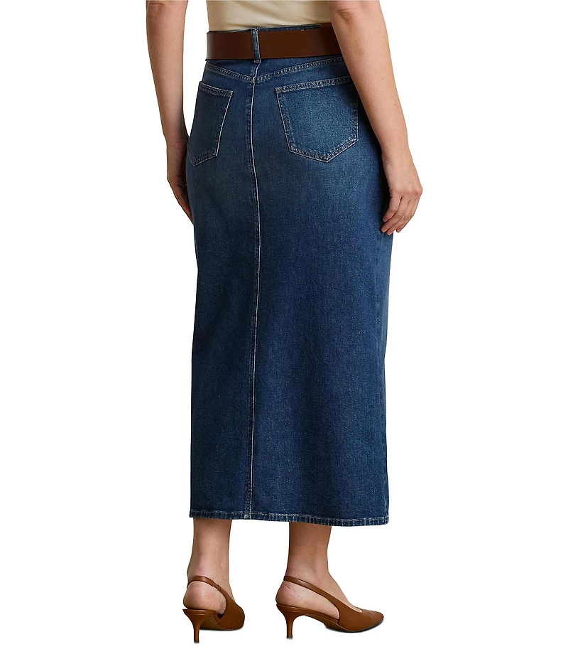 Lauren Ralph Lauren Plus Size Cotton-Blend Denim Midi Pencil Skirt
