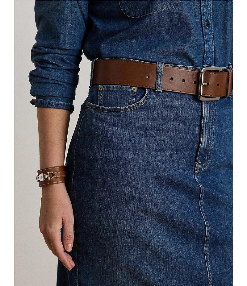 Lauren Ralph Lauren Plus Size Cotton-Blend Denim Midi Pencil Skirt