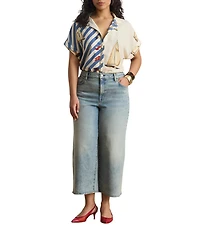 Lauren Ralph Lauren Plus Size Crepe de Chine Striped Sailboat Print Button-Front Shirt