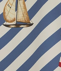 Lauren Ralph Lauren Plus Size Crepe de Chine Striped Sailboat Print Button-Front Shirt