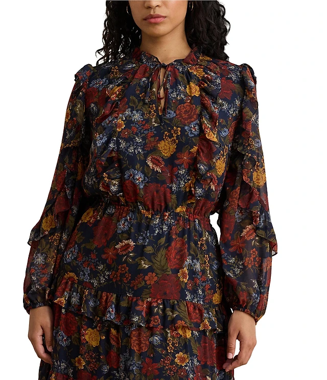 Lauren Ralph Lauren Plus Size Crinkle Georgette Floral Tiered Dress at  Hamilton Place in Chattanooga, TN