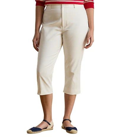 Lauren Ralph Lauren Plus Size Double-Faced Stretch Cotton Straight Leg Cropped Pants