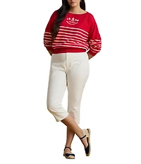 Lauren Ralph Lauren Plus Size Double-Faced Stretch Cotton Straight Leg Cropped Pants