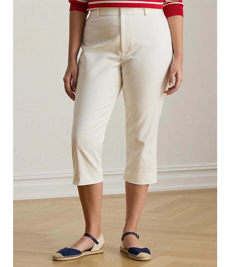 Lauren Ralph Lauren Plus Size Double-Faced Stretch Cotton Straight Leg Cropped Pants