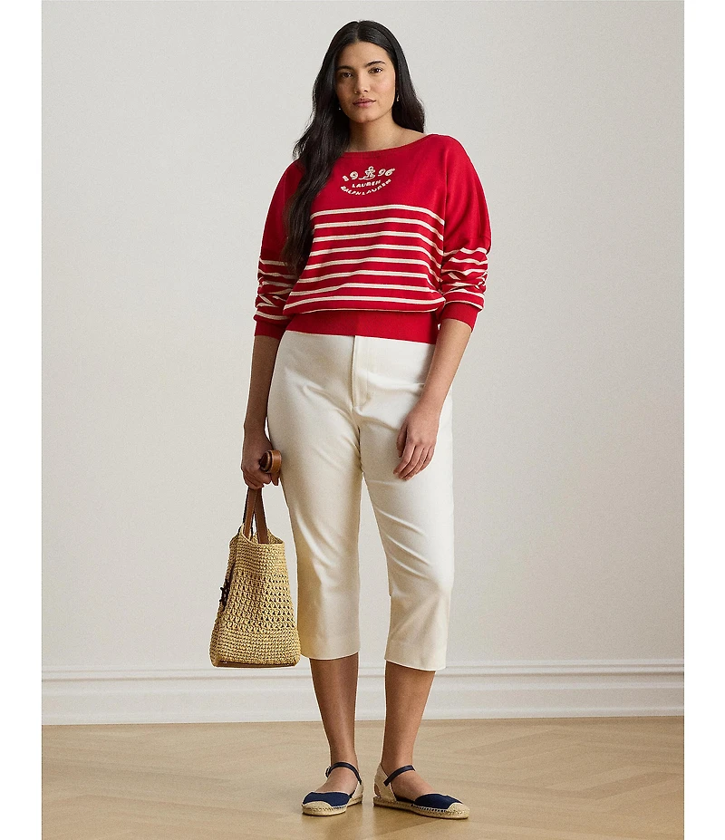 Lauren Ralph Lauren Plus Size Double-Faced Stretch Cotton Straight Leg Cropped Pants