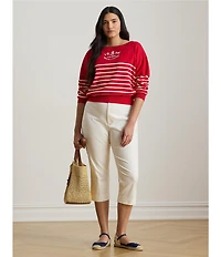Lauren Ralph Lauren Plus Size Double-Faced Stretch Cotton Straight Leg Cropped Pants