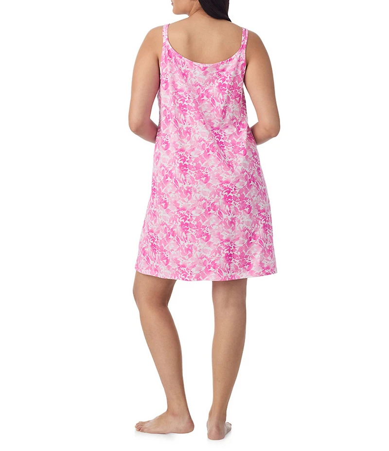 Lauren Ralph Lauren Plus Size Double Strap Button Neck Jersey Knit Nightgown