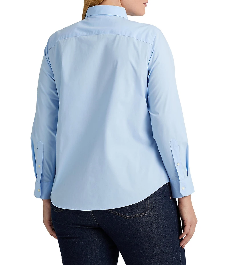 Lauren Ralph Lauren Plus Size Easy Care Point Collar Long Sleeve Button Front Shirt