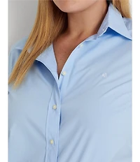 Lauren Ralph Lauren Plus Size Easy Care Point Collar Long Sleeve Button Front Shirt
