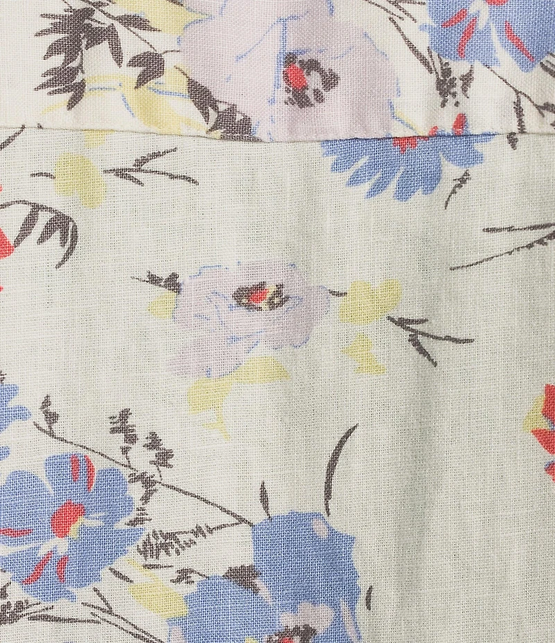 Lauren Ralph Lauren Plus Size Floral Point Collar Elbow Sleeve Tie Front Shirt Dress