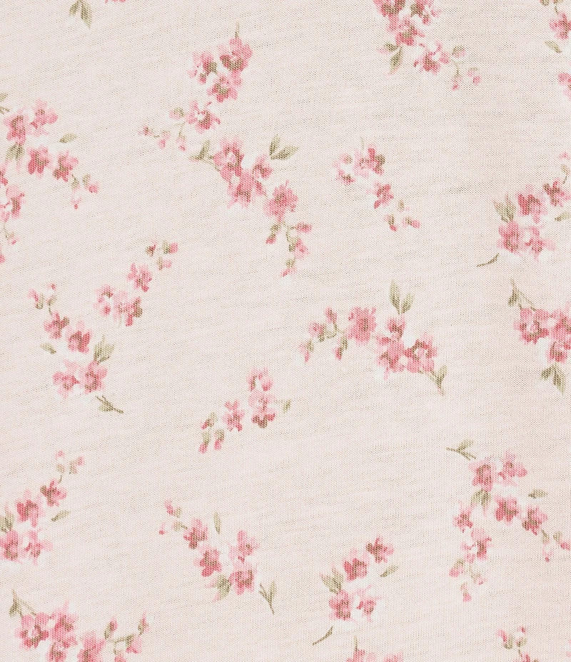 Lauren Ralph Lauren Plus Size Floral Print 3/4 Sleeve Split Neck Knit Nightgown