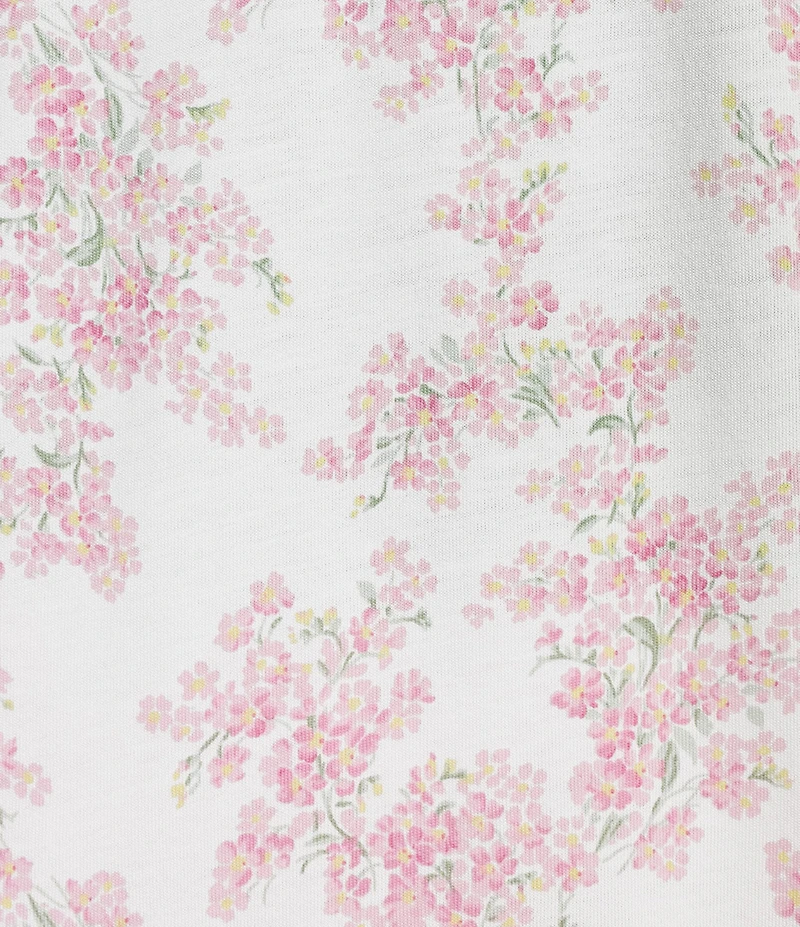 Lauren Ralph Lauren Plus Size Floral Print Short Sleeve Notch Collar Knit Cropped Pajama Set