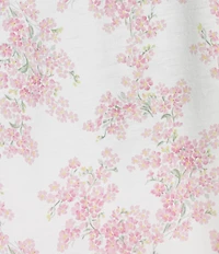 Lauren Ralph Lauren Plus Size Floral Print Short Sleeve Notch Collar Knit Cropped Pajama Set