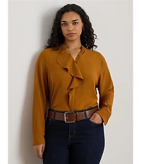 Lauren Ralph Lauren Plus Size Georgette Ruffle Trimmed Relaxed Tunic