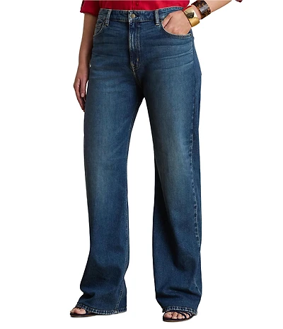 Lauren Ralph Lauren Plus Size High Rise Straight Wide Leg Jeans