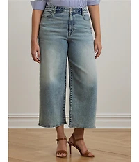 Lauren Ralph Lauren Plus Size Denim Twill High-Rise Wide-Leg Cropped Jeans