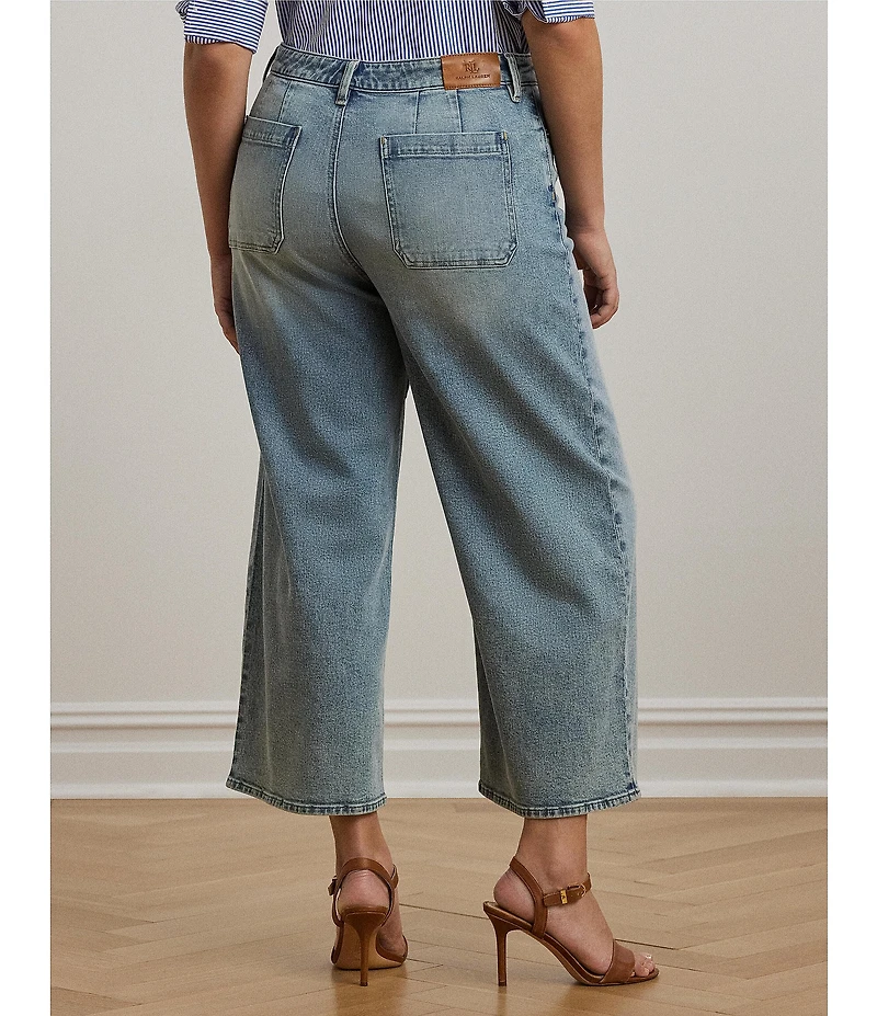 Lauren Ralph Lauren Plus Size Denim Twill High-Rise Wide-Leg Cropped Jeans