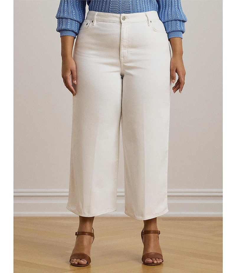 Lauren Ralph Lauren Plus Size High-Rise Wide-Leg Cropped Jeans