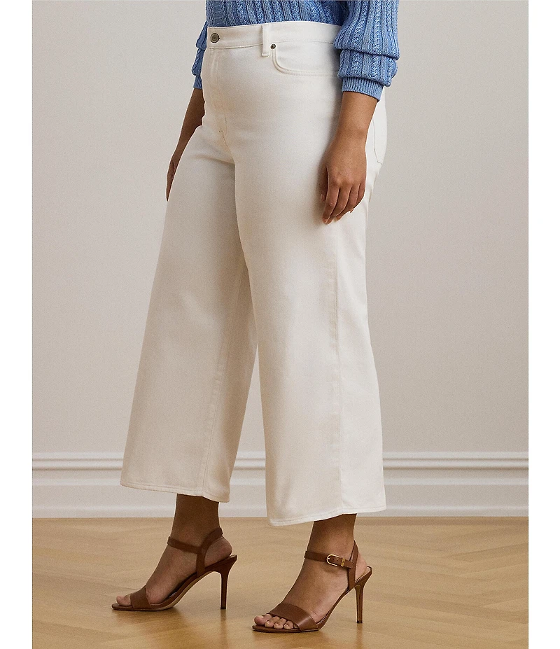 Lauren Ralph Lauren Plus Size High-Rise Wide-Leg Cropped Jeans