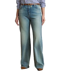Lauren Ralph Lauren Plus Size High Rise Wide-Leg Denim Jeans